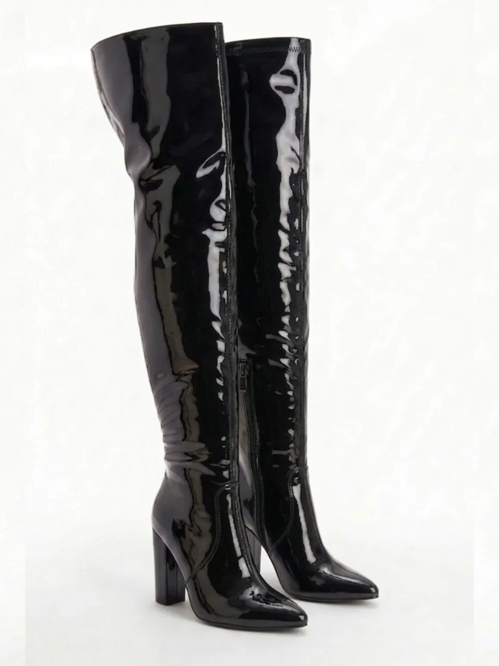 Patent Leather Over-The-Knee High Heel Boots
